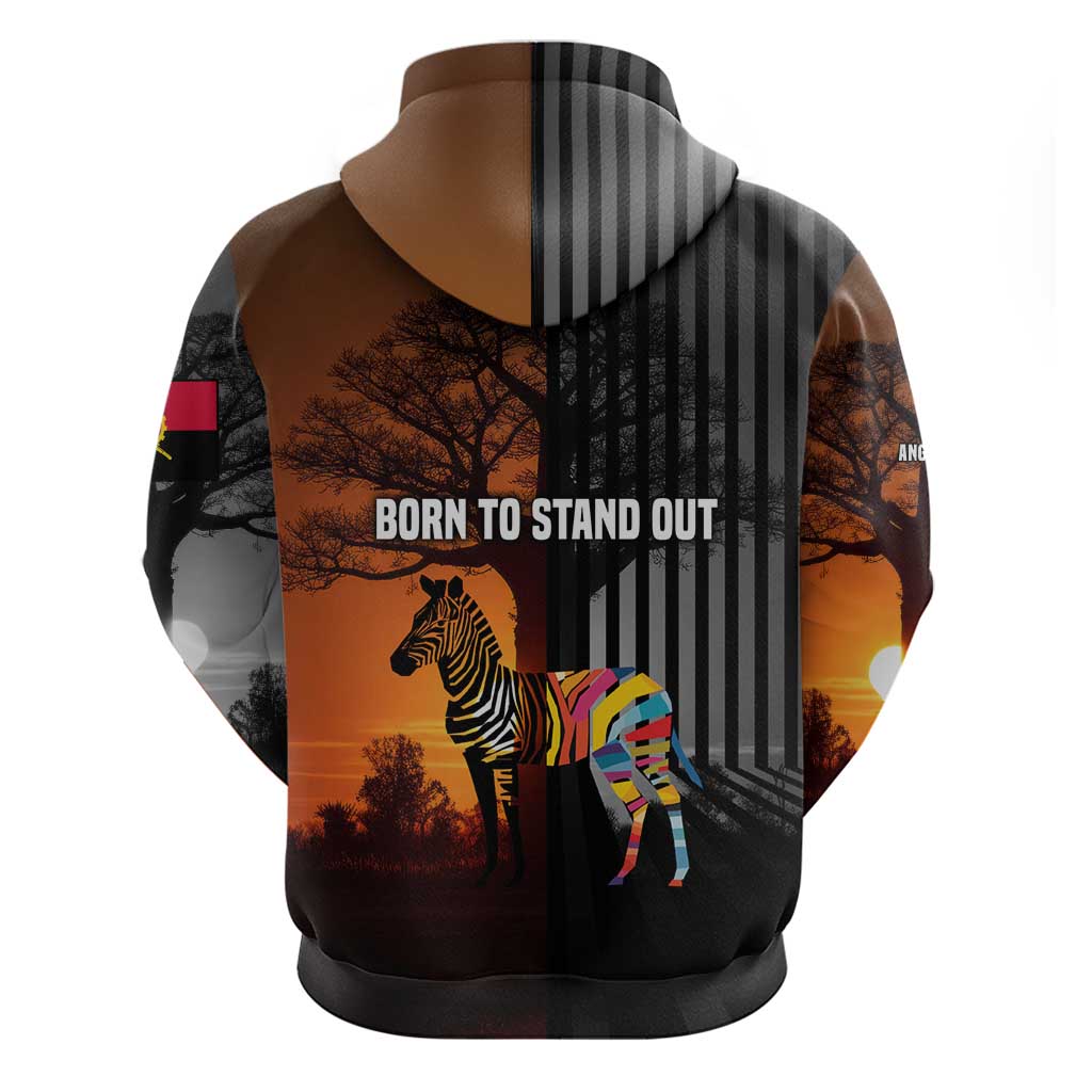 Angola Hoodie Sunset Zebra Design and African Nature - African Pride