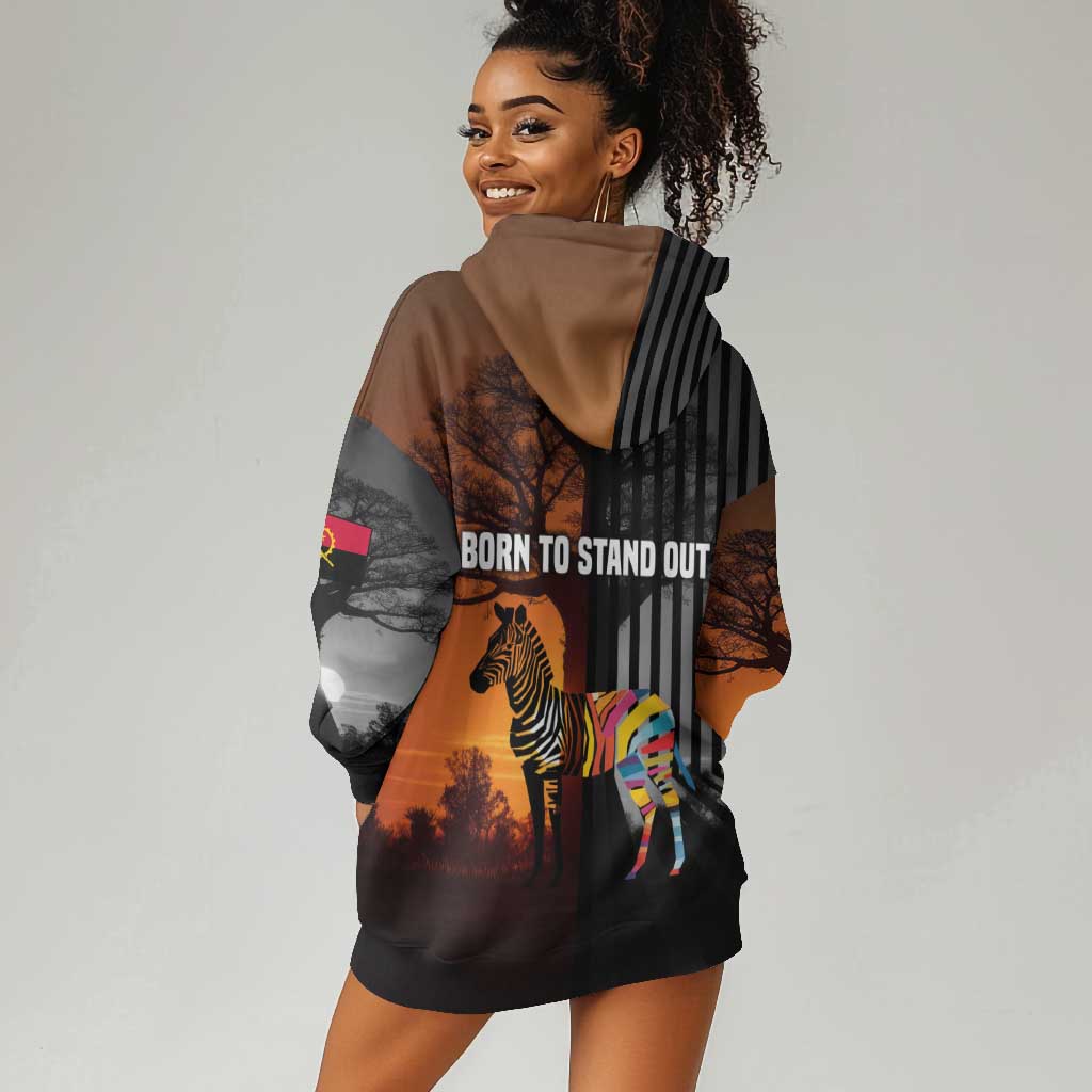 Angola Hoodie Dress Sunset Zebra Design and African Nature - African Pride