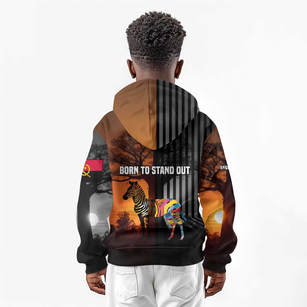 Angola Kid Hoodie Sunset Zebra Design and African Nature - African Pride