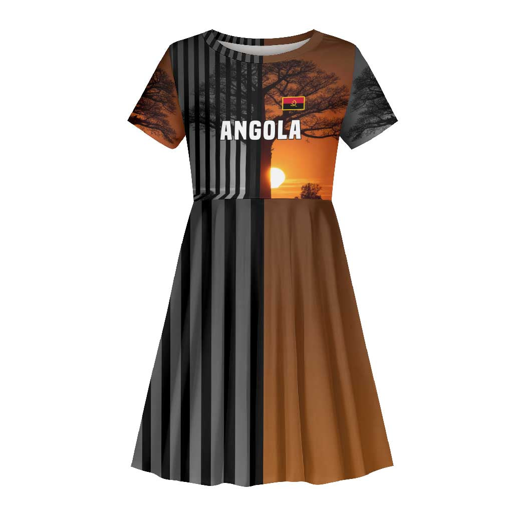 Angola Kid Short Sleeve Dress Sunset Zebra Design and African Nature - African Pride