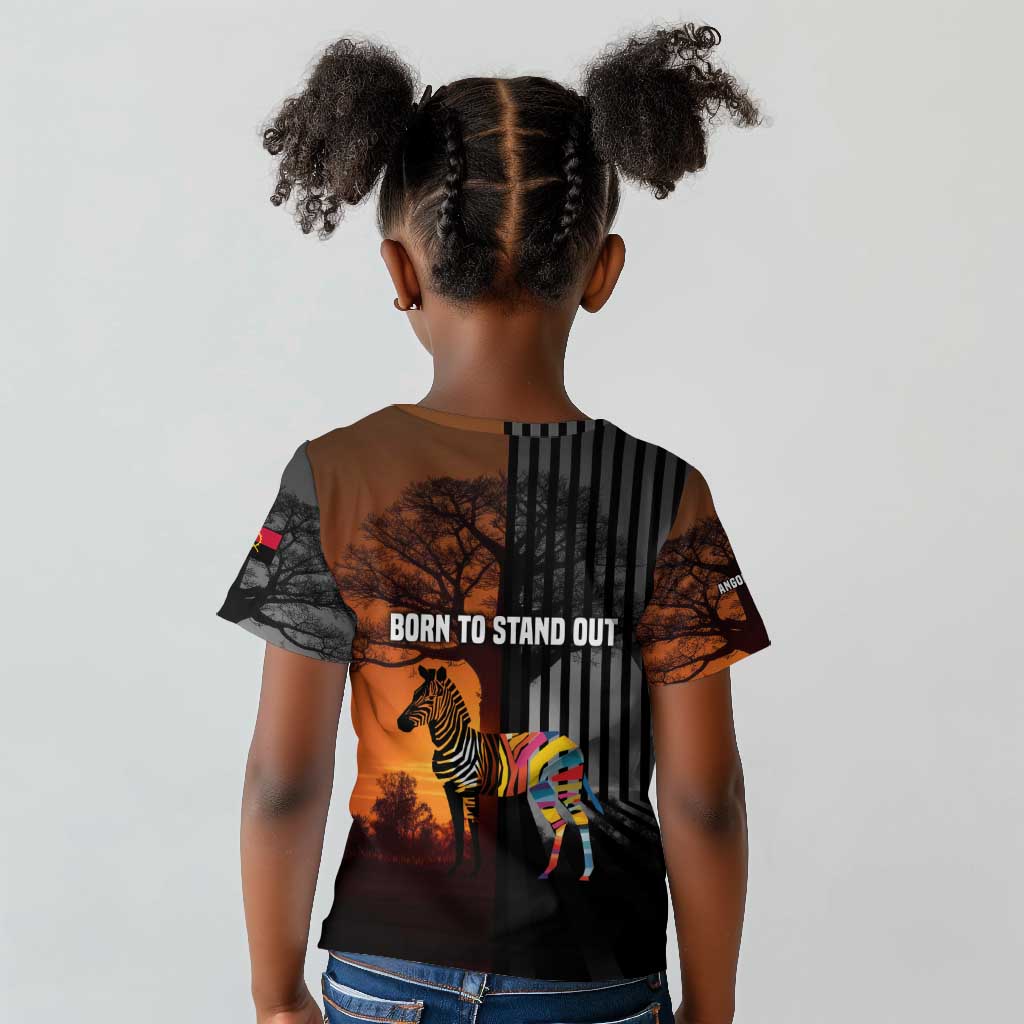Angola Kid T shirt Sunset Zebra Design and African Nature - African Pride