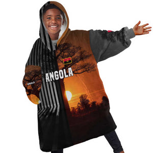 Angola Kid Wearable Blanket Hoodie Sunset Zebra Design and African Nature - African Pride