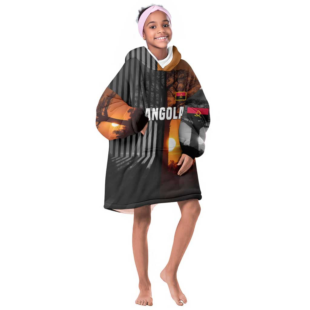 Angola Kid Wearable Blanket Hoodie Sunset Zebra Design and African Nature - African Pride