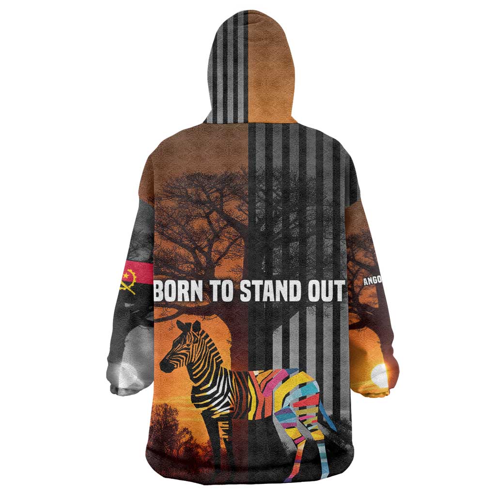 Angola Kid Wearable Blanket Hoodie Sunset Zebra Design and African Nature - African Pride