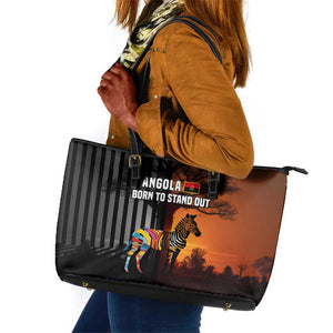 Angola Leather Tote Bag Sunset Zebra Design and African Nature - African Pride