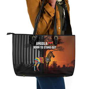 Angola Leather Tote Bag Sunset Zebra Design and African Nature - African Pride