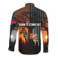 Angola Long Sleeve Button Shirt Sunset Zebra Design and African Nature - African Pride