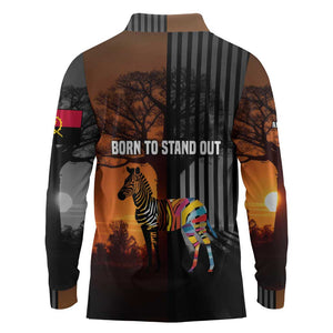 Angola Long Sleeve Polo Shirt Sunset Zebra Design and African Nature - African Pride