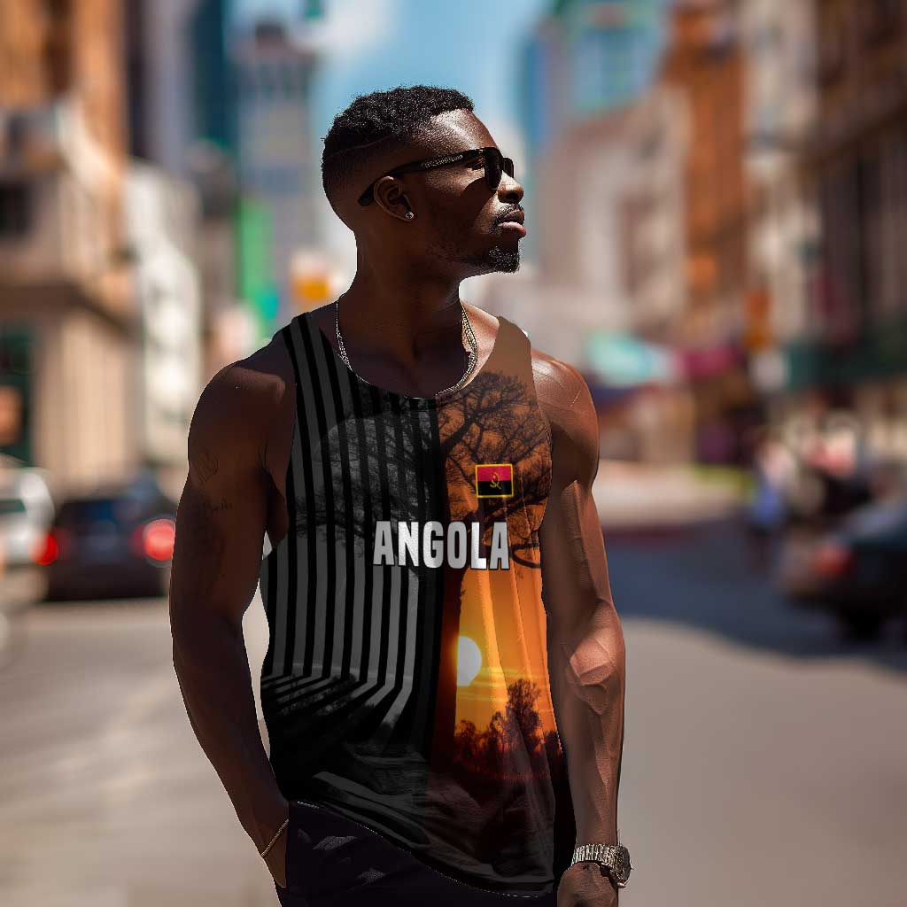 Angola Men Tank Top Sunset Zebra Design and African Nature - African Pride