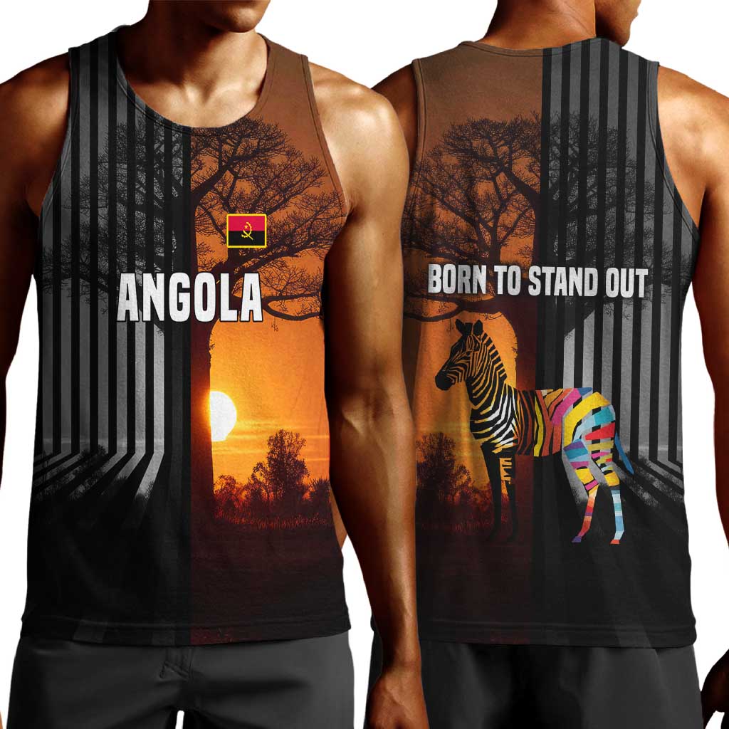 Angola Men Tank Top Sunset Zebra Design and African Nature - African Pride