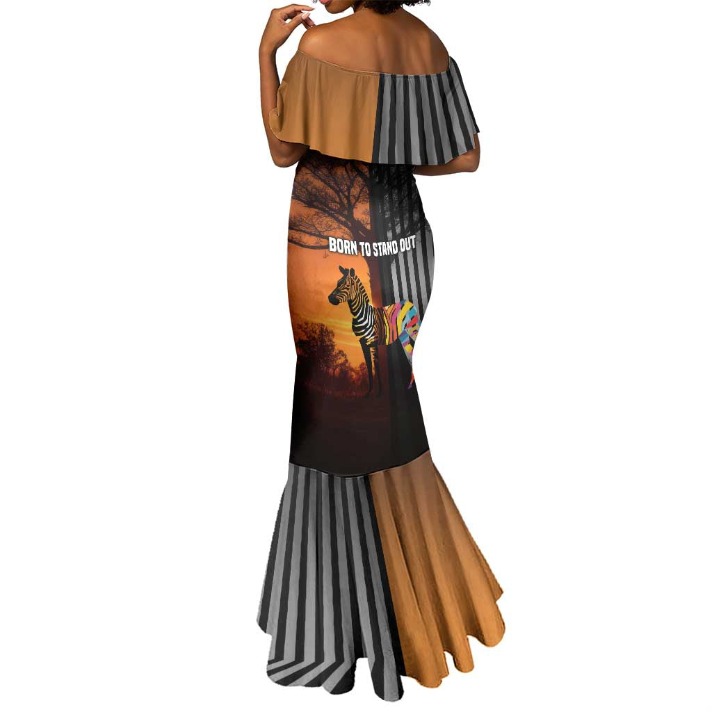Angola Mermaid Dress Sunset Zebra Design and African Nature - African Pride