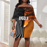 Angola Off Shoulder Short Dress Sunset Zebra Design and African Nature - African Pride