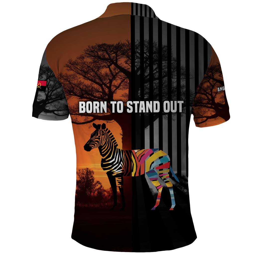 Angola Polo Shirt Sunset Zebra Design and African Nature - African Pride