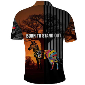 Angola Polo Shirt Sunset Zebra Design and African Nature - African Pride