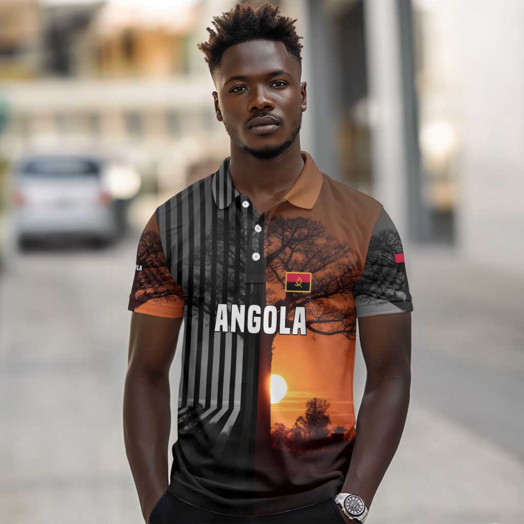 Angola Polo Shirt Sunset Zebra Design and African Nature - African Pride