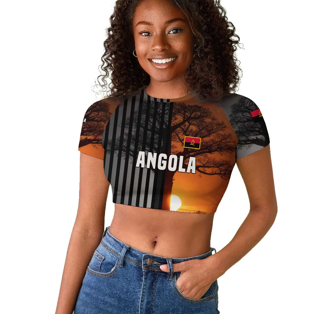 Angola Raglan Cropped T shirt Sunset Zebra Design and African Nature - African Pride