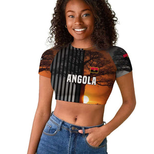 Angola Raglan Cropped T shirt Sunset Zebra Design and African Nature - African Pride