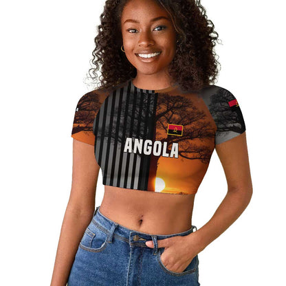 Angola Raglan Cropped T shirt Sunset Zebra Design and African Nature - African Pride