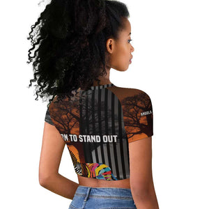 Angola Raglan Cropped T shirt Sunset Zebra Design and African Nature - African Pride