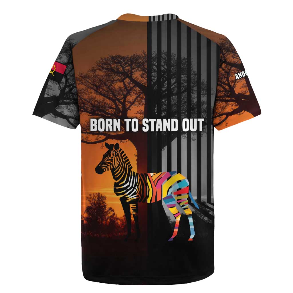 Angola Rugby Jersey Sunset Zebra Design and African Nature - African Pride