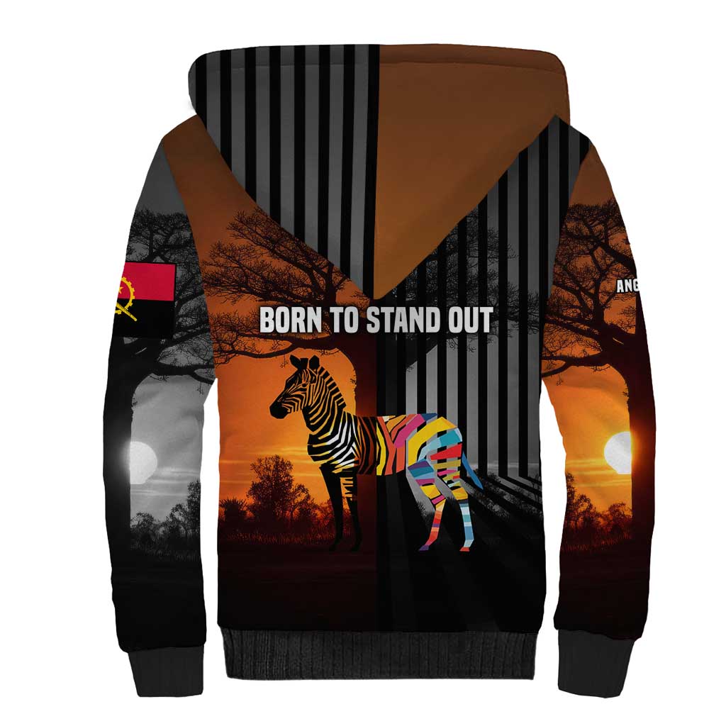 Angola Sherpa Hoodie Sunset Zebra Design and African Nature - African Pride