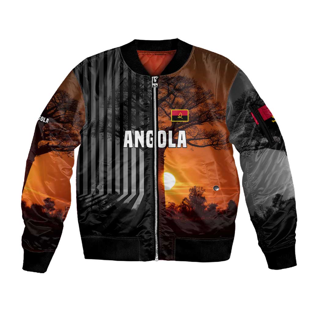 Angola Sleeve Zip Bomber Jacket Sunset Zebra Design and African Nature - African Pride