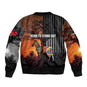 Angola Sleeve Zip Bomber Jacket Sunset Zebra Design and African Nature - African Pride