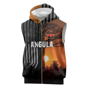 Angola Sleeveless Zip Hoodie Sunset Zebra Design and African Nature - African Pride