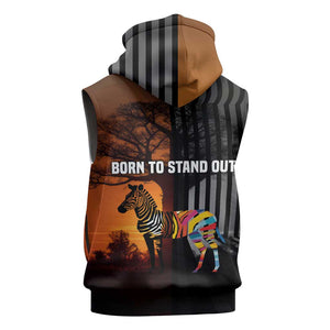 Angola Sleeveless Zip Hoodie Sunset Zebra Design and African Nature - African Pride