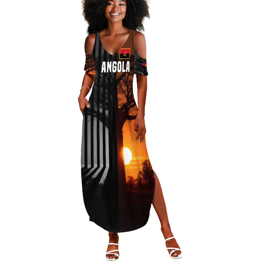 Angola Summer Maxi Dress Sunset Zebra Design and African Nature - African Pride