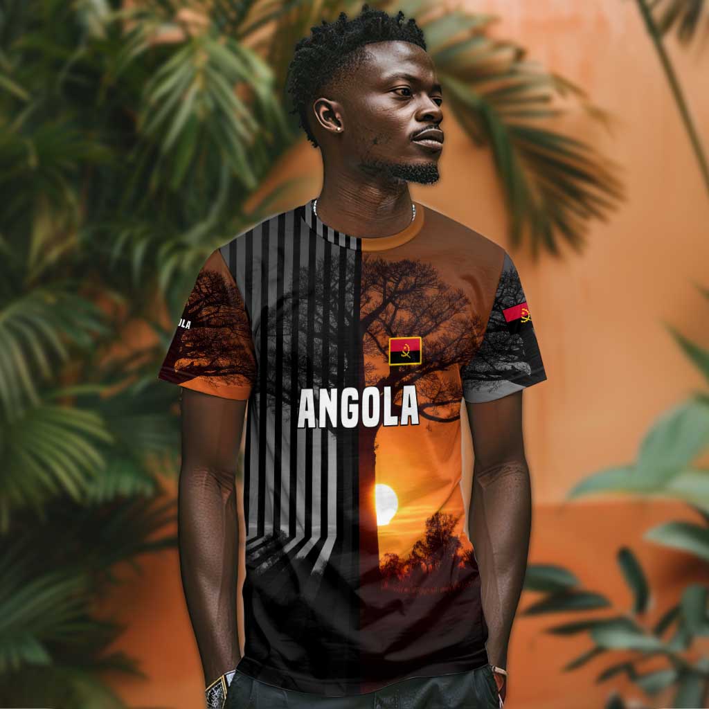 Angola T shirt Sunset Zebra Design and African Nature - African Pride