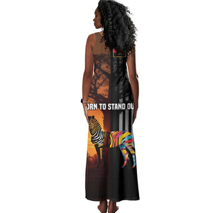 Angola Tank Maxi Dress Sunset Zebra Design and African Nature - African Pride