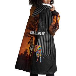 Angola Wearable Blanket Hoodie Sunset Zebra Design and African Nature - African Pride