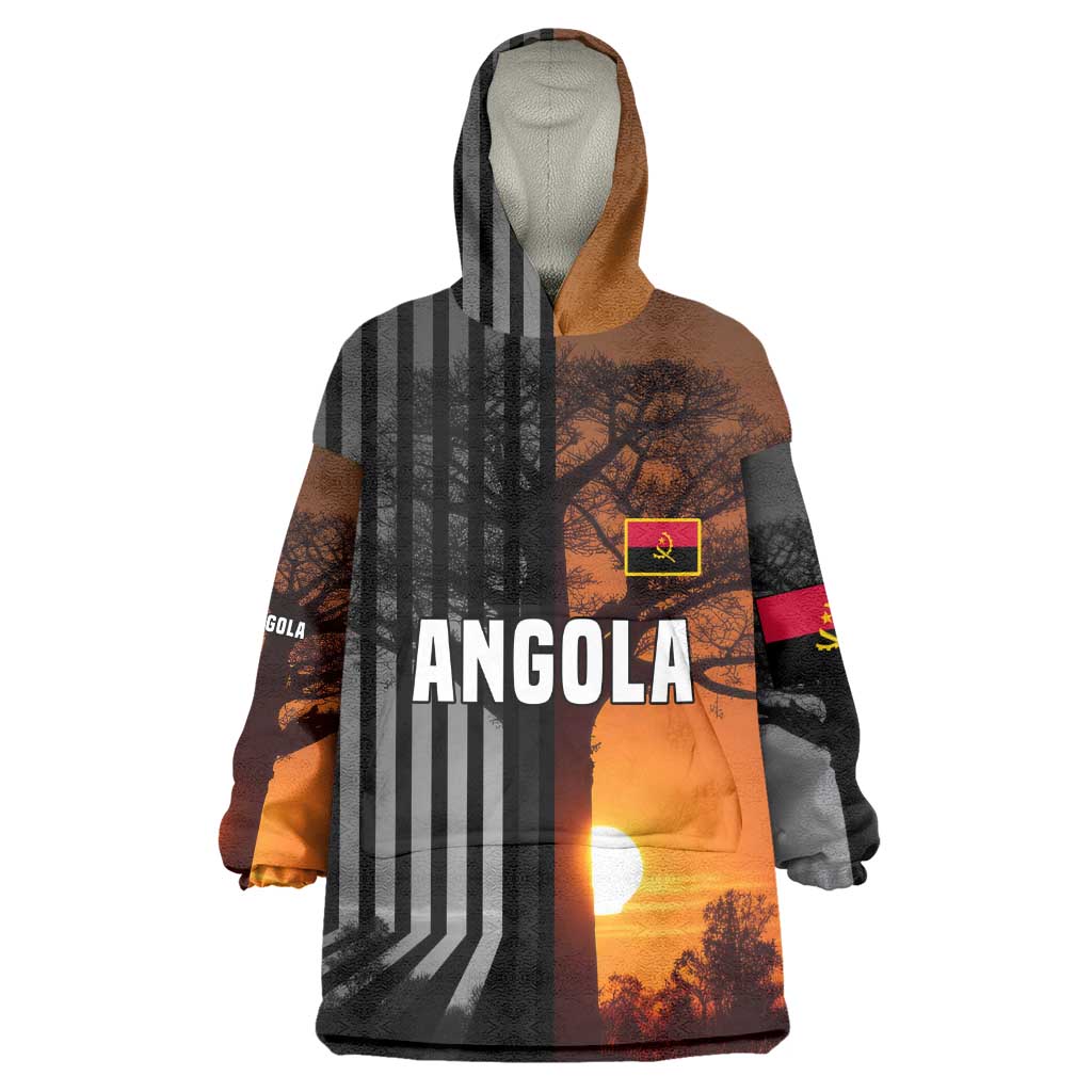 Angola Wearable Blanket Hoodie Sunset Zebra Design and African Nature - African Pride