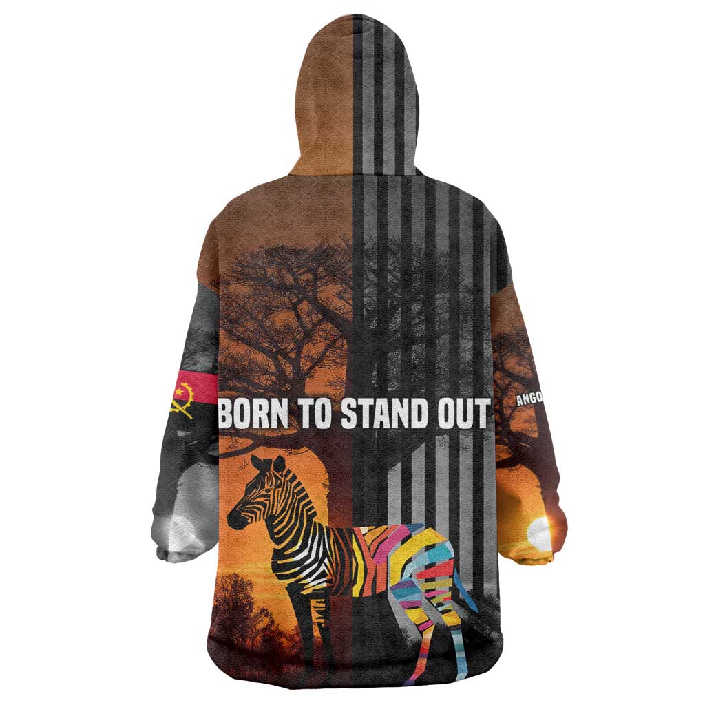 Angola Wearable Blanket Hoodie Sunset Zebra Design and African Nature - African Pride