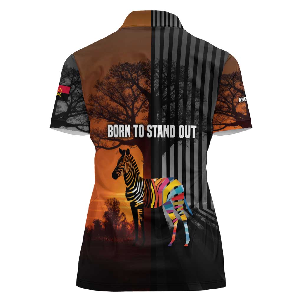 Angola Women Polo Shirt Sunset Zebra Design and African Nature - African Pride