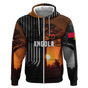 Angola Zip Hoodie Sunset Zebra Design and African Nature - African Pride