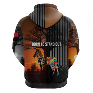 Angola Zip Hoodie Sunset Zebra Design and African Nature - African Pride