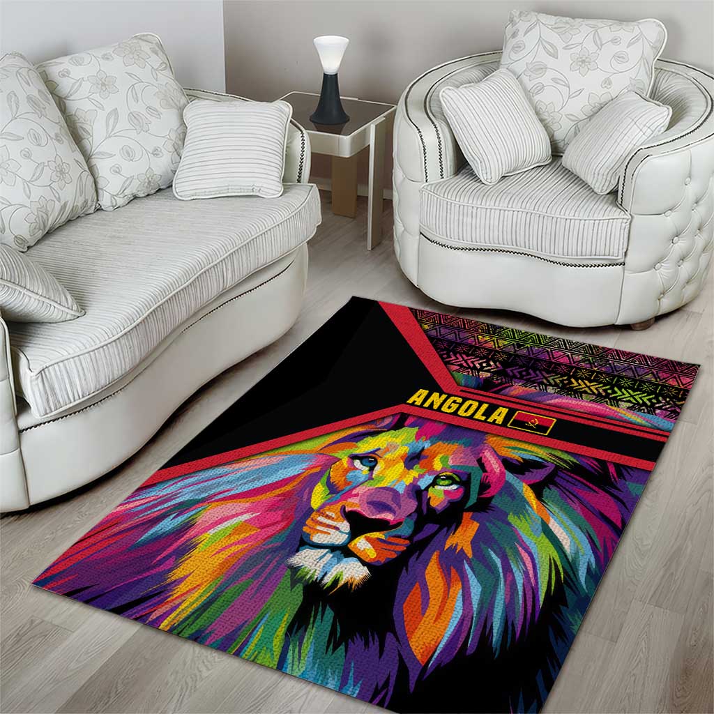 Angola Area Rug Multicolor Tribal Design and Vibrant Lion - African Pride