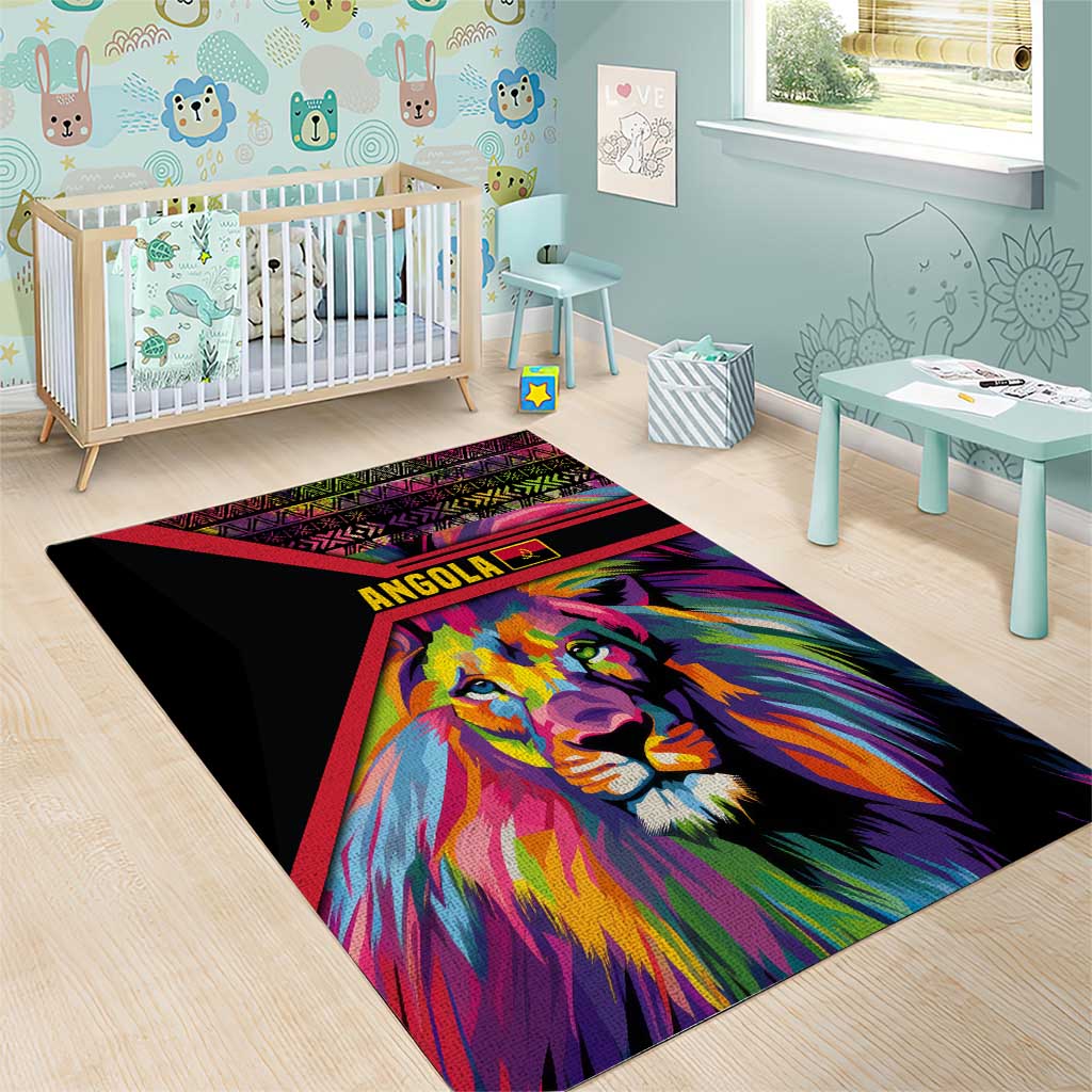 Angola Area Rug Multicolor Tribal Design and Vibrant Lion - African Pride