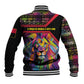 Angola Baseball Jacket Multicolor Tribal Design and Vibrant Lion - African Pride