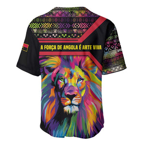 Angola Baseball Jersey Multicolor Tribal Design and Vibrant Lion - African Pride