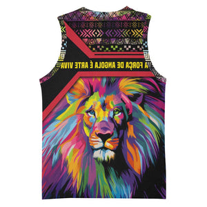 Angola Basketball Jersey Multicolor Tribal Design and Vibrant Lion - African Pride