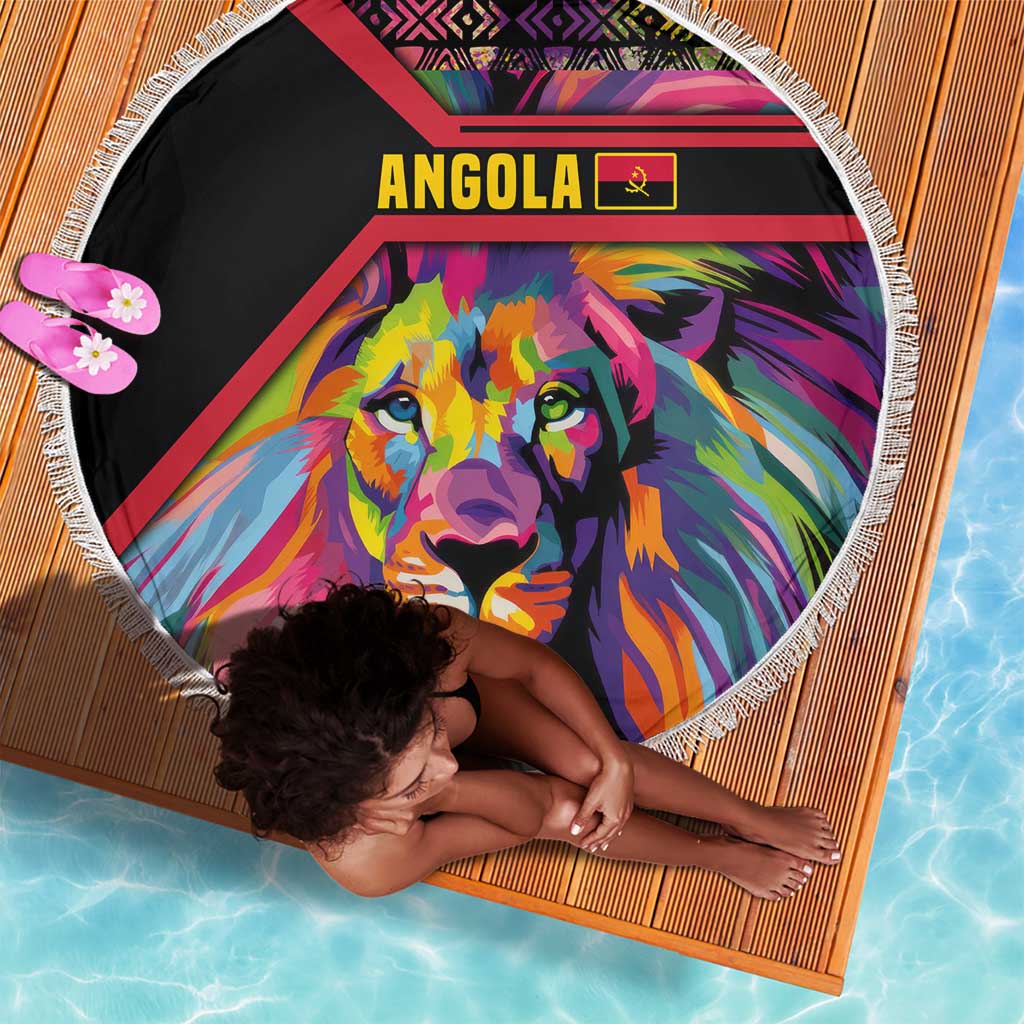Angola Beach Blanket Multicolor Tribal Design and Vibrant Lion - African Pride