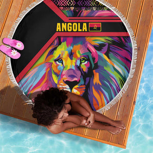 Angola Beach Blanket Multicolor Tribal Design and Vibrant Lion - African Pride