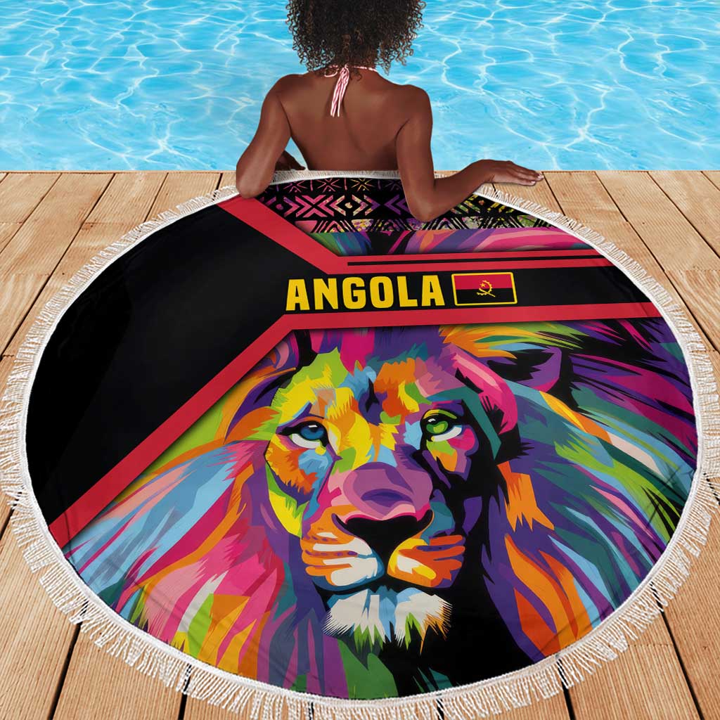 Angola Beach Blanket Multicolor Tribal Design and Vibrant Lion - African Pride