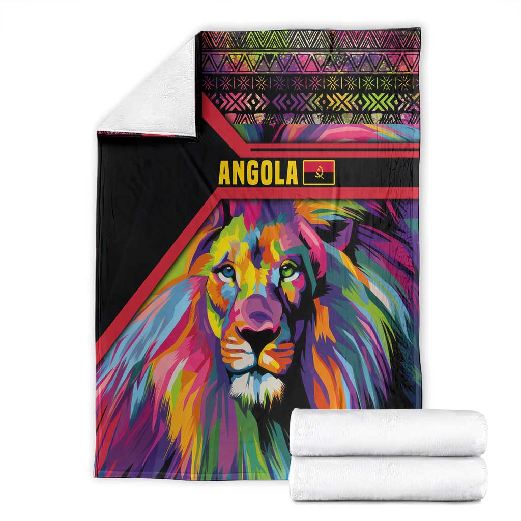 Angola Blanket Multicolor Tribal Design and Vibrant Lion - African Pride