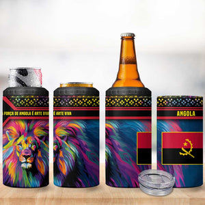 Angola 4 in 1 Can Cooler Tumbler Multicolor Tribal Design and Vibrant Lion - African Pride