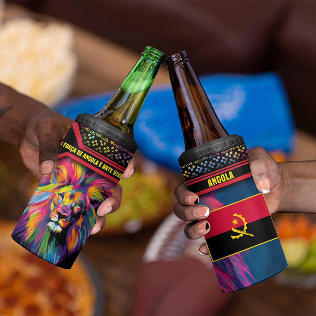 Angola 4 in 1 Can Cooler Tumbler Multicolor Tribal Design and Vibrant Lion - African Pride