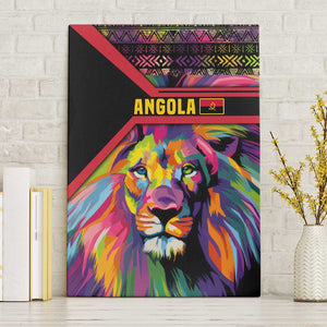 Angola Canvas Wall Art Multicolor Tribal Design and Vibrant Lion - African Pride